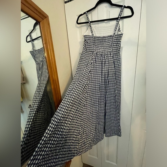 GAP Fit & Flare Midi Dress Navy Blue Gingham Size 0 - Picture 5 of 9